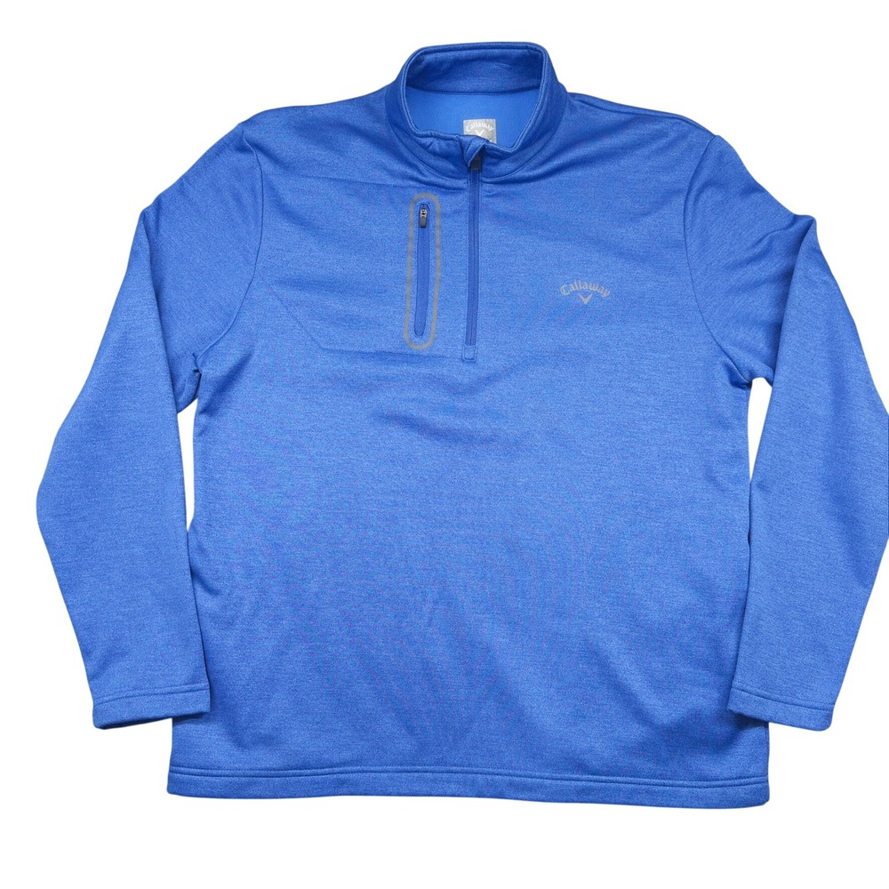 Callaway 1/4 Zip Pullover Mens Large Blue Golf Sweater Long Sleeve Pocket Active